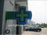 Outdoor Double Sided Display Green Color LED Cross Pharmacy Sign with Wide View
