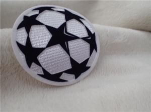 China Ball Shape Iron On Decorative Patches Hand In Hand Star Tatami Flocking Logo Sewing On Garment factory