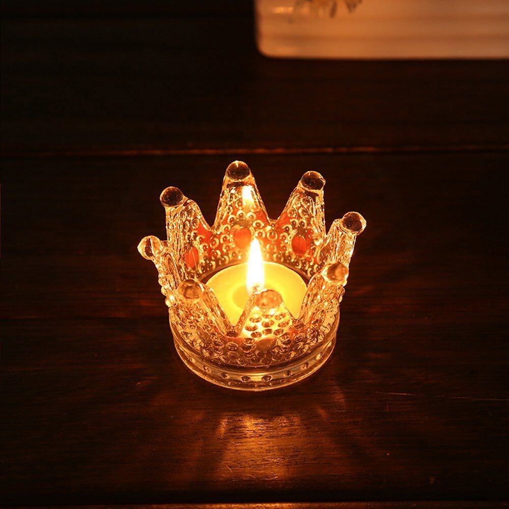Romantic Crown Tea Light Mini Votive Candle Holders , Glass Cylinder Candle Holders For Party