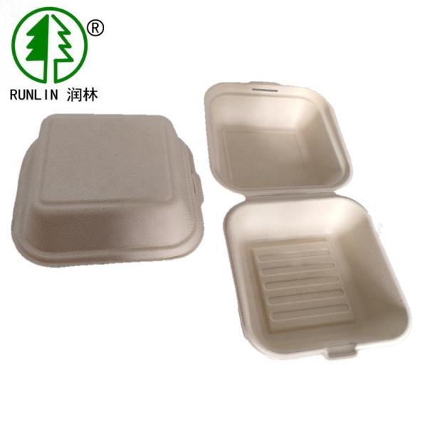 China Sugarcane Bagasse Microwavable Compostable Takeaway Packaging Biodegradable Hamburger Box factory