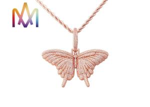 China 27g Fadeless Butterfly Pendant Cubic Zirconia Necklace factory