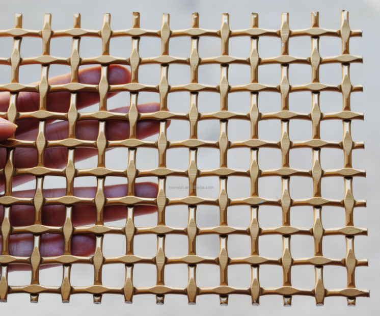 Antique Brass Ss 0.5mm Lock Crimp Wire Mesh For Interior Decoration