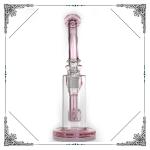 Pink Glass Bubbler Recycler 10 inches Showerhead Perc Bongs Smoking Water Pipe