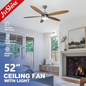 China Dimmable 52 inch 3 Color LED Light Ceiling Fan Indoor Plywood Blade factory