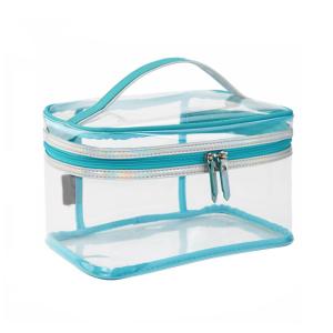 China Fashion Ladies Waterproof Clear PVC Travel Cosmetic Case Bag With Handle factory