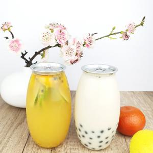 China 0.5 Liter Easy Open Cans Clear Plastic Container Bottles Tea Milk Cold Pressed Juices factory