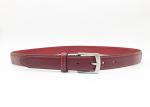 Red Womens Genuine Leather Belt For Jeans With Metal Pin Buckle