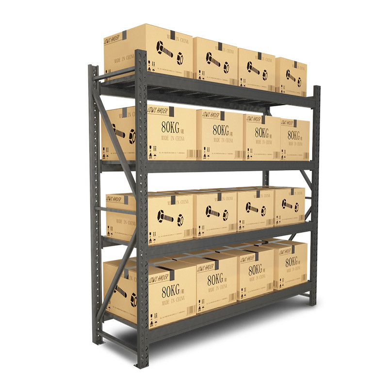 4 Layers 500kg/Level Metal Warehouse Storage Shelves Tough Powder Coated