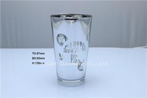 China hot sale silver color glass candle holder, candle cup with laser logo wholesale factory