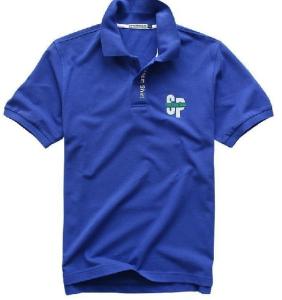 China Navy / White Stretch Solid POLO T Shirts For Men Polyester Cotton Fabric factory