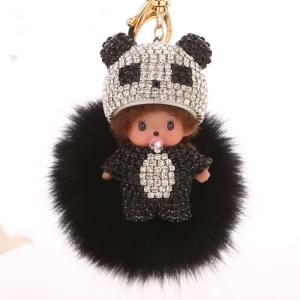 China Creative Diamond Monchi Hairball Keychain Pendant Doll Machine Toy for Car Accessories factory