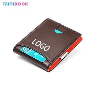 China Package Weight 0.1kg Custom Bifold Genuine Leather Wallet with Money Clip and Slots factory