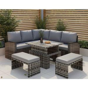 China Upgrade Your Patio with AJUNION Garden Furniture Rattan Sofa and Adjustable Table factory
