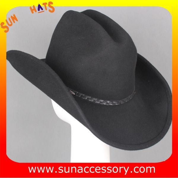 0372 wool felt cowboy hats for mens, black western cowboy hats