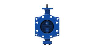 China Blue Double Flanged Ductile Iron Double Eccentric Butterfly Valve factory