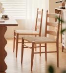 Burlywood W44*D48.5*H90CM Unique Vintage Design Solid Wood Dining Chair with