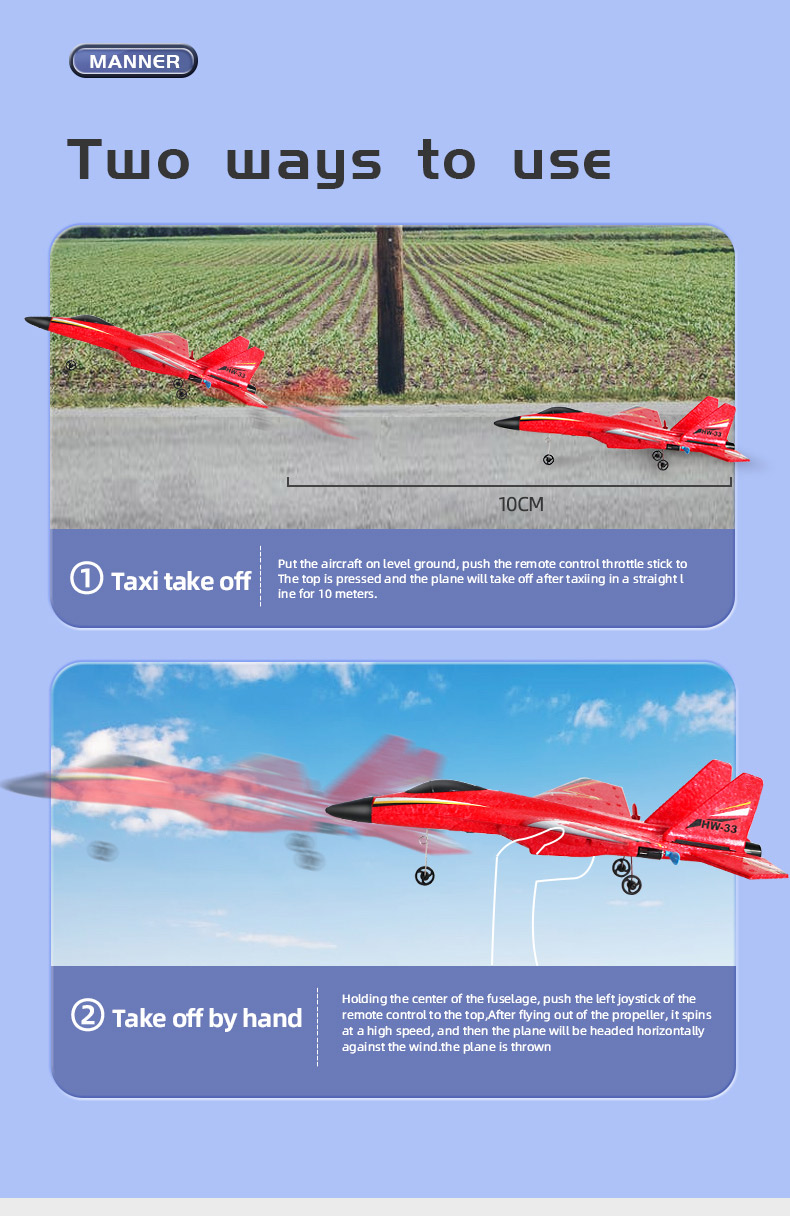 Remote Control Amphibious Fighter Fixed Wing Glider with 12-15 Minutes Flight Time