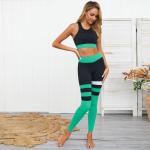 Indoor Sports Fitness Apparel Yoga set Leggings Striped Patchwork Exercise