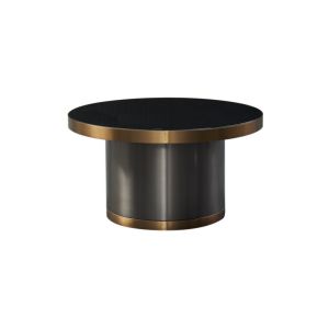 Visually Pleasing Circular Glass Coffee Table , Harmonious Dark Glass Coffee