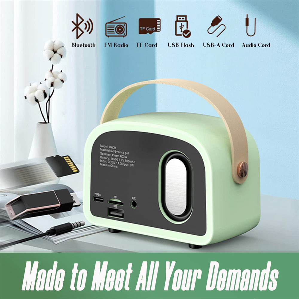 Portable Audio Player Hifi Stereo TF USB FM Radio Wireless Retro Blue tooth Speaker