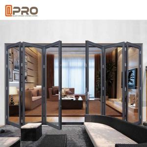 China Aluminium Double Insulated Glazing Folding Door Airtight Thermal Break Finished Surface room folding door folding grill factory