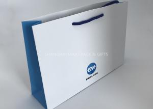 China Mini White Branded Paper Bags Company Logo Promotional For Business Emboss Printing factory