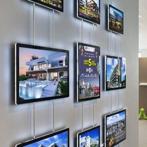 Wall Mounted Window Display Led Lighting Picture Frames Rectangular Crystal