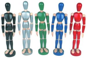 China Life - Sized Wooden Drawing Figure Model , Colourful Flexible Poseable Art Mannequin factory