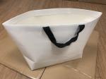 Customized Boat Bottom Paper Shopping Bags With Black Grosgrain Handle