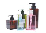Clear Brown and Green 250 450 650ml Empty PET Packaging square Plastic Shampoo