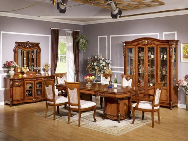 Xinyu Combination Luxury Wood Dining Room Sets European Dining Table Set 6