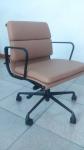 Tension Adjustment Ergonomic Leather Chair , Sleek Brown Leather Rolling Chair