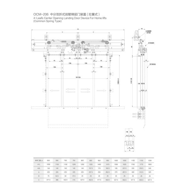 2-Leafs Side Opening Permanent Magnet Synchronous Door Operator for Elevators