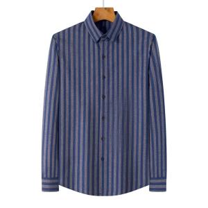 China Breathable Dark Blue Long Sleeve Cotton Shirt for Men's Casual Fashion in Autumn 2021 factory