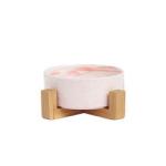 Eco Friendly Marble Ceramic Raised Dog Bowls With Wooden Stand