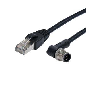 China Rigoal Industrial Ethernet Connector M12 Molded 90 Degree Male 9 Pin Connector factory