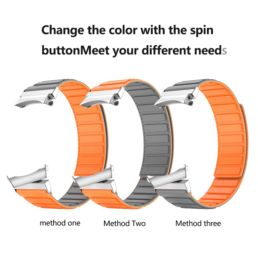 22mm SamSung Watch 4 Magnetic Leather Band Strap with Dual Color Rotating and Nylon