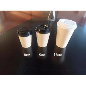 China 10oz 260+18pe PLA Bamboo Pulp No Printing Disposable Paper Cup With Lid on sale