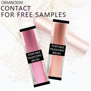 Pink ISO9001 Nylon Retractable Makeup Brush 10.5*2.5cm