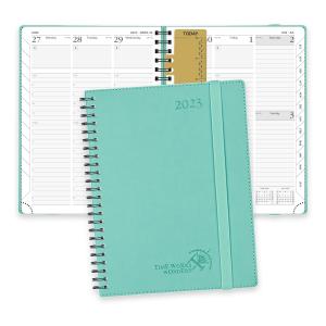 China Green Softcover 2023 Spiral Planner Weekly Schedule Yearly Agenda Monthly Tabs factory