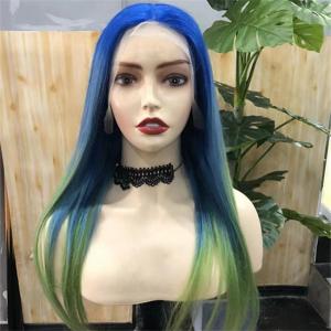 China Ombre Blue Green 613 Blonde Wig Straight Lace 13x6 Frontal Human Hair factory