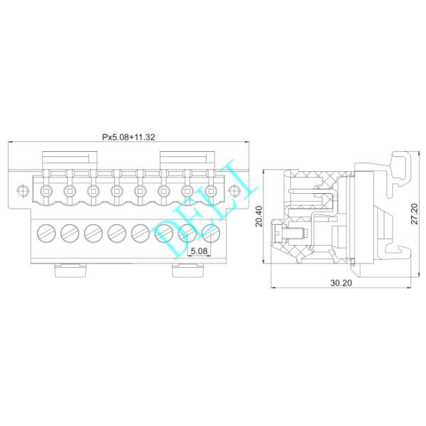 2P-24P Poles PCB Connector Feed - Through Header DL2EDG-VKM-XX-5.08 Long Lifespan