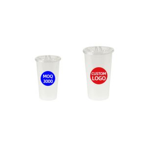 Custom Split Double Milk Tea Cup Take Away Plastic Cup with Lid