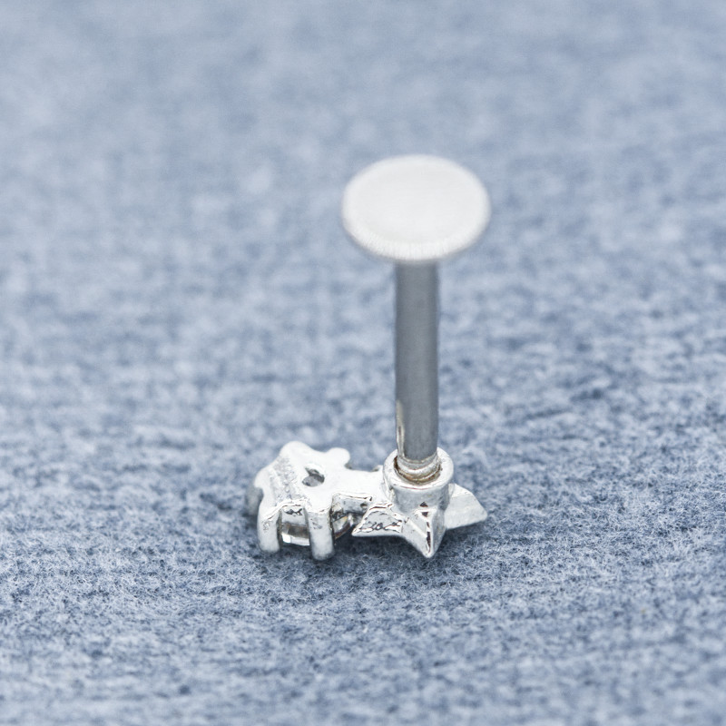 Flat Base Star Labret Piercing Jewelry 16G 8mm 316 Stainless Steel