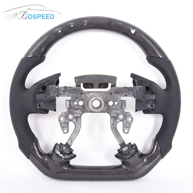 Gloss Sports Car Honda Crz Steering Wheel Carbon Fiber Black Leather 350mm