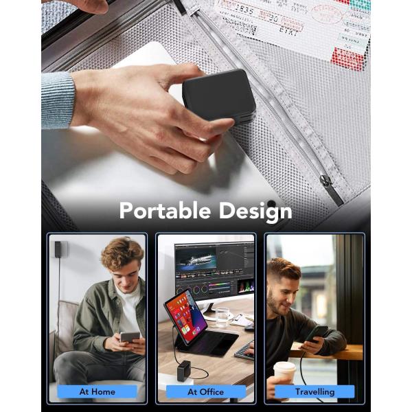 Wholesale 35W GaN Fast Charging Travel Charger Adapter Foldable Comes With 2 Retractable Fast Cables for Phone Fast Charging