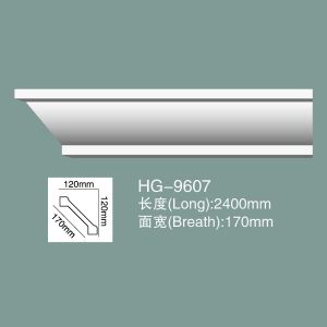 China PU Ceiling Moulding Polyurethane Crown Moulding HG-9607 factory