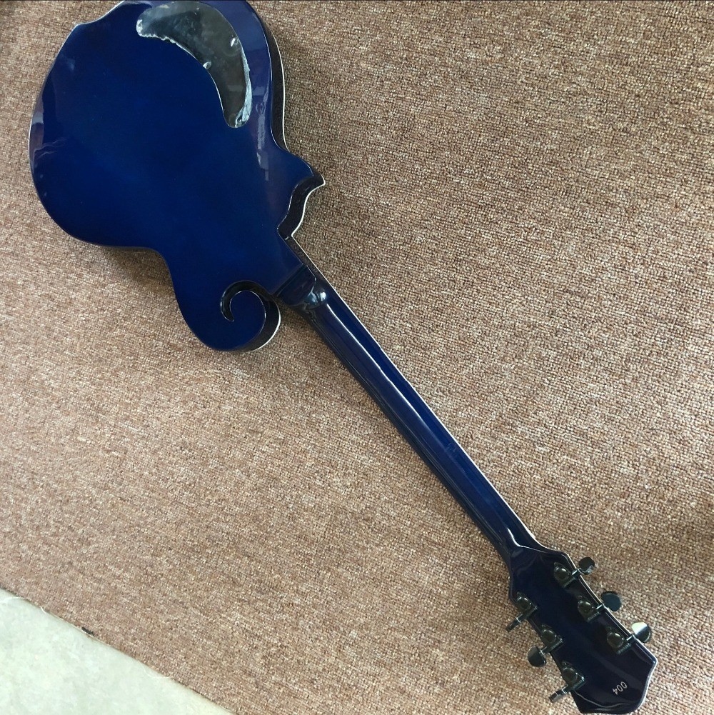 New handwork 6 Strings Rosewood fingerboard Electric Guitar with blue color flame top guitar and black hardware