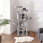 Large Cat Scratching Post Solid Three Caves Smoky Grey Color Long Durability