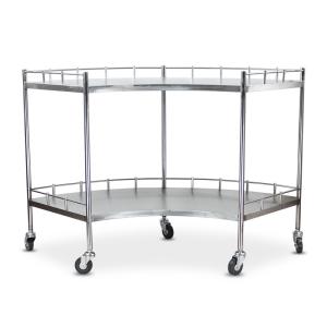 China Stainless Steel 304 Fan Shape Trolley 2 Shelf Removal SS Trolley factory